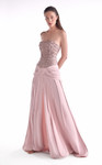 MNM Couture G2129 Satin Sequined Lace Beaded Strapless Gown