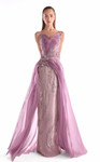 MNM Couture G2131 Satin Chiffon Floral Lace Strapless Gown