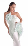 MNM Couture G2135 Satin Tulle Beaded Ruffles Strapless Gown
