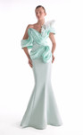MNM Couture G2136 Satin Chiffon Off-Shoulder Draping Gown