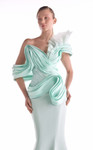 MNM Couture G2136 Satin Chiffon Off-Shoulder Draping Gown
