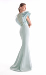 MNM Couture G2138 Satin Beaded Pearl Drapery Draping Gown