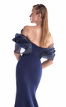 MNM Couture G2144 Satin Tulle Off-Shoulder Ruching Gown