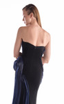 MNM Couture G2145 Satin Silk Strapless Ruching Slit Gown