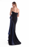 MNM Couture G2145 Satin Silk Strapless Ruching Slit Gown