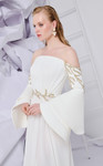 MNM Couture B1103 Crepe Bell Sleeve Strapless Pleating Gown