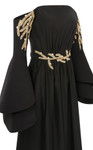MNM Couture B1103 Crepe Bell Sleeve Strapless Pleating Gown