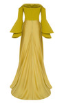 MNM Couture B1103 Crepe Bell Sleeve Strapless Pleating Gown