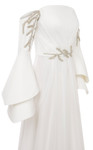 MNM Couture B1103 Crepe Bell Sleeve Strapless Pleating Gown