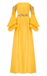 MNM Couture B1103 Crepe Bell Sleeve Strapless Pleating Gown