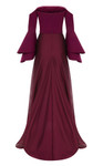 MNM Couture B1103 Crepe Bell Sleeve Strapless Pleating Gown