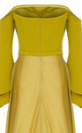 MNM Couture B1103 Crepe Bell Sleeve Strapless Pleating Gown