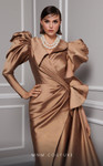 MNM Couture 2726 Taffeta Shirt Collar Puffed Sleeves Gown