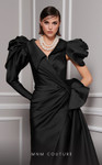 MNM Couture 2726 Taffeta Shirt Collar Puffed Sleeves Gown