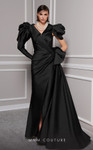 MNM Couture 2726 Taffeta Shirt Collar Puffed Sleeves Gown