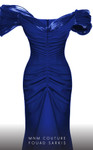 MNM Couture 2774 Crepe V-Neck Short Sleeve Ruched Long Gown