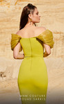 MNM Couture 2774 Crepe V-Neck Short Sleeve Ruched Long Gown