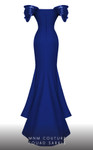 MNM Couture 2774 Crepe V-Neck Short Sleeve Ruched Long Gown