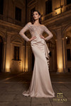 Terani Couture 262E7074 Stretch Mikado Lace Long Sleeve Gown