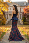 Terani Couture 262E7075 S Velvet Jacquard Strapless Gown