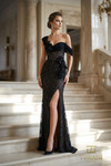 Terani Couture 262E7112 3D Floral Lace One-Shoulder Gown
