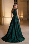 Terani Couture 262E7138 Splatter Jacqaurd Beaded Floral Gown