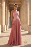 Terani Couture 262E7352 Crepe Chiffon Asymmetrical Neck Gown