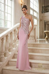 Terani Couture 262E7354 Stretch Twill Asymmetrical Neck Gown