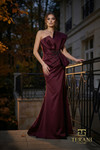 Terani Couture 262E7358 Matte Satin One-Shoulder Sheath Gown
