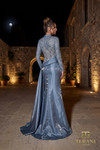 Terani Couture 262E7384 Mirror Organza Beads Mock Neck Gown