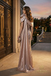 Terani Couture 262E7536 Shiny Satin Lace One-Shoulder Gown