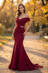 Terani Couture 262M7251 Gratacos Crepe Off-Shoulder Gown