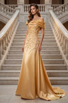 Terani Couture 262M7258 Mikado Off-Shoulder Sleeve Long Gown