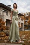 Terani Couture 262M7278 Matte Satin Beaded Off-Shoulder Gown