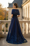 Terani Couture 262M7323 Turkey Jacquard Portrait Collar Gown