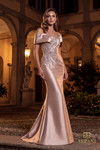 Terani Couture 262M7517 Jeweled Sunburst Satin Trumpet Gown