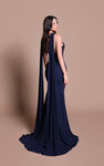 Tarik Ediz 66495 Crepe Stretch Satin Beaded Halter Neck Gown