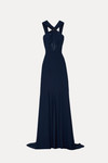 Tarik Ediz 66495 Crepe Stretch Satin Beaded Halter Neck Gown