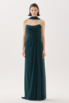 Tarik Ediz 66524 Crepe Satin Tulle Strapless Pleating Gown