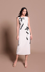 Tarik Ediz 66638 Crepe Crew Neck Sleeveless Midi Dress