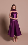 Tarik Ediz 66670 Taffeta Floral Embellishments Midi Dress