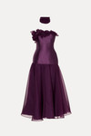 Tarik Ediz 66670 Taffeta Floral Embellishments Midi Dress