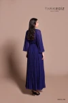 Tarik Ediz 66676 Chiffon Satin High Neck Long Sleeve Dress