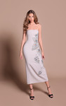 Tarik Ediz 66680 Crepe Satin Straight Neck Strapless Dress