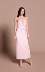 Tarik Ediz 66683 Crepe Floral Embroidery Strapless Dress