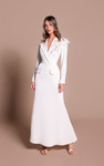 Tarik Ediz 66698 Crepe V-neckline Long Sleeves A-line Dress