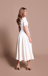 Tarik Ediz 66707 Crepe Round Neck Short Sleeve Midi Dress
