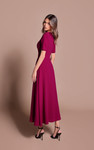 Tarik Ediz 66708 Crepe Round Neck Short Sleeve Midi Dress