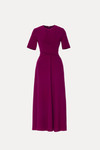 Tarik Ediz 66708 Crepe Round Neck Short Sleeve Midi Dress