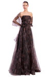 Alexander by Daymor 3304F26 Draped 3D Flower Strapless Gown